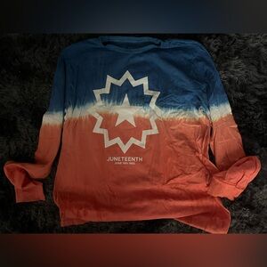 NWOT Blue White Orange Ombré Juneteenth Tie-Dye Long Sleeve Shirt